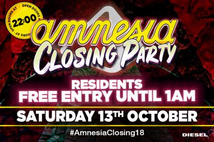 special prices for Amnesia closing