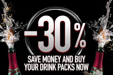 30% off drinks - ¡Exclusivley online!