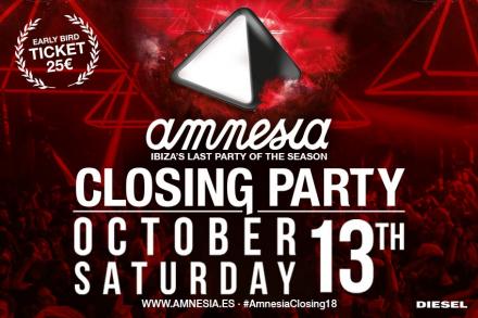 Amnesia announces the BIG closing party date!